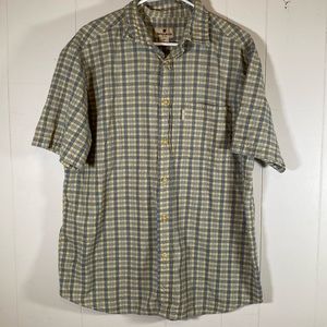 Woolrich Men’s Short Sleeve plaid textured Button Up Shirt Size L